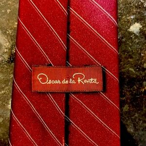 OSCAR DE LA RENTA Chocolate Brown Cream Stripe Print Men's Tie